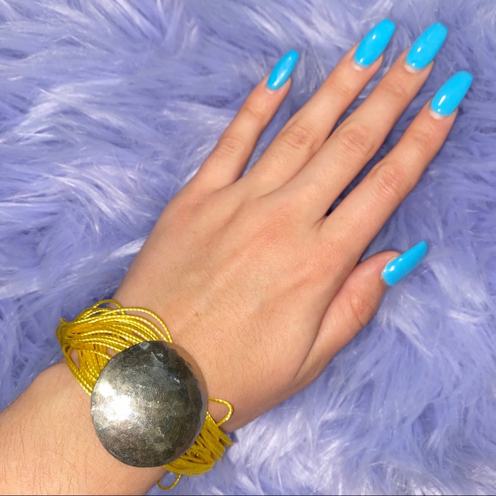 Silver Plated Bright Yellow Multilayered Bracelet